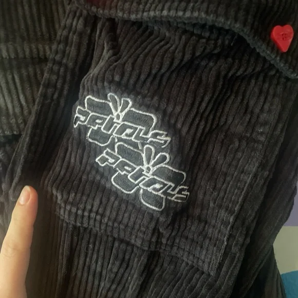 Black & Grey Corduroy Split Pants - Picture 3 of 5